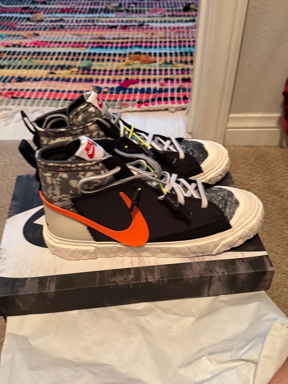 Size 10 CZ3589-001 Nike Blazer Mid Readymade Black Vast Grey Volt Total Orange